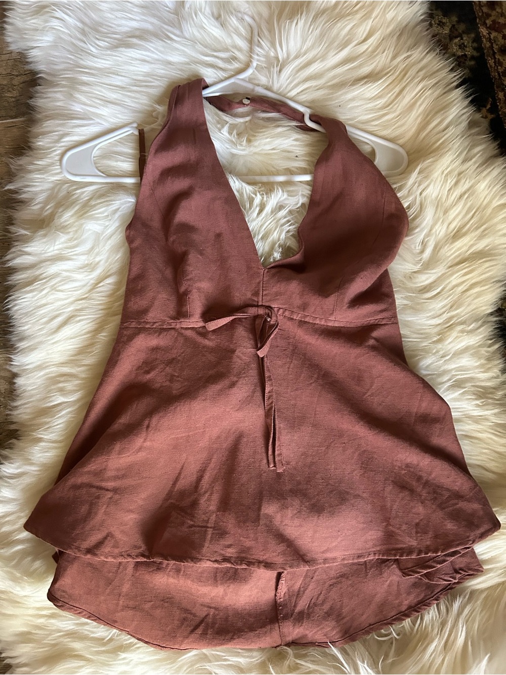 Sim & Sam-Halter Top in Rust Brown Color